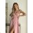 Women's Plus Size (42-46) Long Elegant Party Sleeveless Dress POLISH FASHION PMLBC23265-10 pink 34