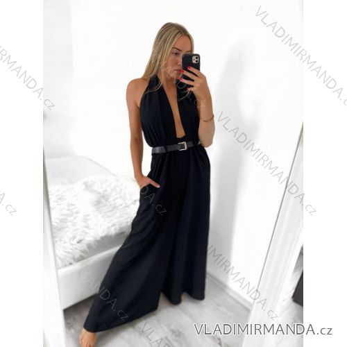 Long elegant jumpsuit with belt variable tie sleeveless women's (S/M ONE SIZE) ITALIAN FASHION IMWE232000