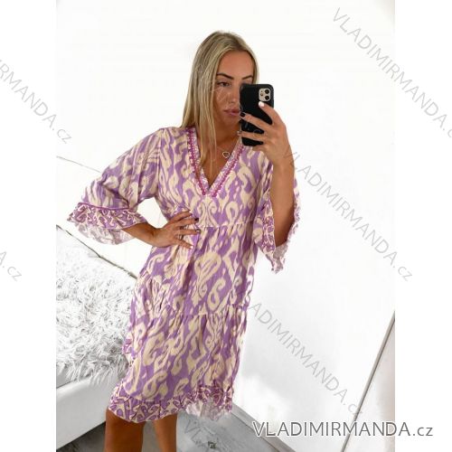 Women's Plus Size Oversize Long Sleeve Summer Dress (S/M/L/XL/2XL ONE SIZE) ITALIAN FASHION IMPLI235543