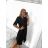 Women's Long Linen Shirt Dress Long Sleeve (S/M ONE SIZE) ITALIAN FASHION IMPLI2272014 S/M black