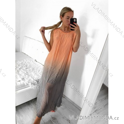 Women's summer long dress with straps (S/M/L/XL/2XL ONE SIZE) ITALIAN FASHION IMFF23002/DU XL/2XL orange