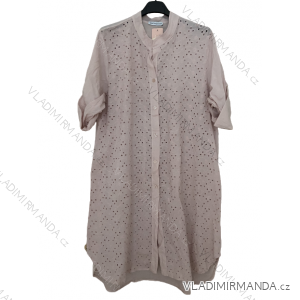 Oversize 3/4 Sleeve Women's Plus Size Shirt Dress (L/XL/2XL ONE SIZE) ITALIAN FASHION IM423111