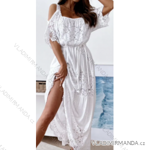 Women's Long Boho Lace Summer Short Sleeve Dress (S/M ONE SIZE) ITALIAN FASHION IMPGM249293