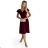 425-4 MATILDE Dress with a neckline and short sleeves - Burgundy color