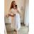 Oversize 3/4 Sleeve Women's Plus Size Shirt Dress (L/XL/2XL ONE SIZE) ITALIAN FASHION IM423111 2XL/3XL white