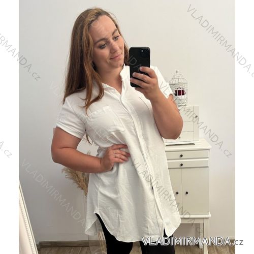 Women's Plus Size Short Sleeve Oversize Shirt (XL/2XL ONE SIZE) ITALIAN FASHION IMBM23ANGELA