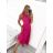 Women's Long Formal Elegant Sleeveless Satin Pleated Dress (S/M ONE SIZE) ITALIAN FASHION IMM23M5790