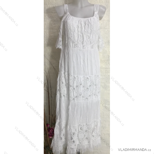 Women's Summer Boho Lace Strapless Dress (S/M ONE SIZE) ITALIAN FASHION IMPGM2383905