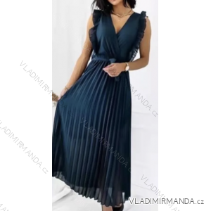 Women's Long Summer Elegant Pleated Sleeveless Dress (S/M ONE SIZE) ITALIAN FASHION IMPGM236161
