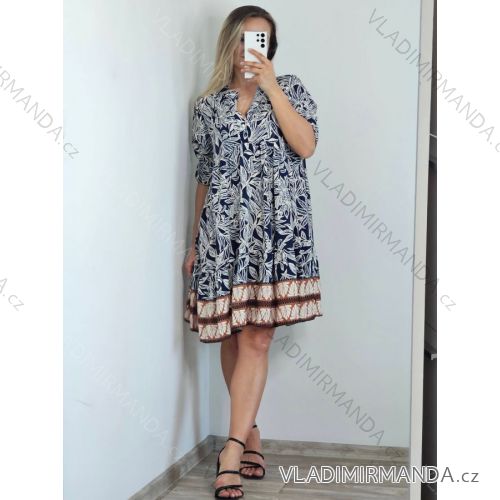 Women's oversize short sleeve shirt dress (XL/2XL ONE SIZE) ITALIAN FASHION IM723005