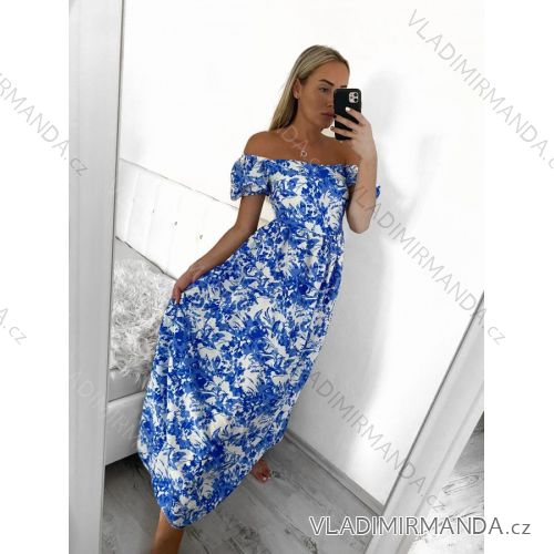 Women's Summer Carmen Long Dress SANTORINI (S/M ONE SIZE) ITALIAN FASHION IMPBB2323598