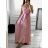 Long summer satin dress with straps women with belt (UNI S / M) ITALIAN FASHION IMM22INFINITE -   green pea -   S / M