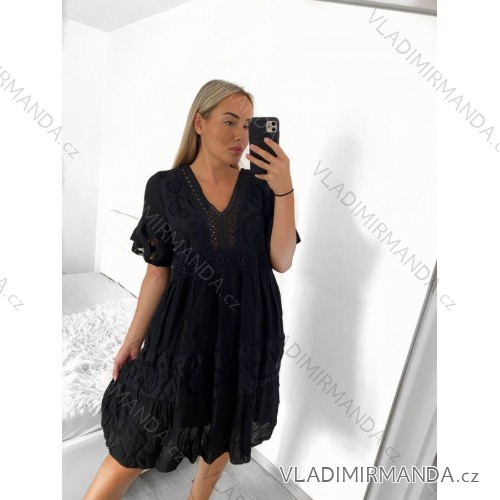 Women's Elegant Glitter Long Sleeve Dress (S/M/L/XL ONE SIZE) ITALIAN FASHIONIMBM230501 M / L black