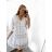 Women's Elegant Glitter Long Sleeve Dress (S/M/L/XL ONE SIZE) ITALIAN FASHION IMBM22010 2XL/3XL white