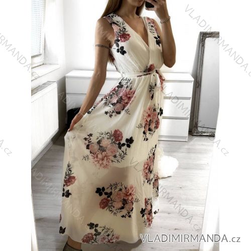 Women's Long Elegant Chiffon Sleeveless Dress (S/M ONE SIZE) ITALIAN FASHION IM423265