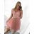 Women's strapless short party dress (S/M ONE SIZE) ITALIAN FASHION IMPSH24C612 pink salmon S/M