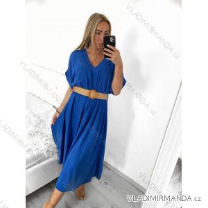 Women's Long Dress with Belt Short Sleeve (S/M ONE SIZE) ITALIAN FASHION IMWA231295