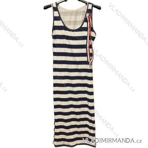 Women's Long Chiffon Short Sleeve Dress (S/M ONE SIZE) ITALIAN FASHION IMWGS231048 S/M stripes