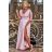 Women's Plus Size (42-46) Long Elegant Party Sleeveless Dress POLISH FASHION PMLBC23265-10 pink 50