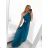 Women's Long Formal Elegant Sleeveless Satin Pleated Dress (S/M ONE SIZE) ITALIAN FASHION IMM23M5790