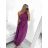 Women's Long Formal Elegant Sleeveless Satin Pleated Dress (S/M ONE SIZE) ITALIAN FASHION IMM23M5790