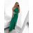 Women's Long Formal Elegant Sleeveless Satin Pleated Dress (S/M ONE SIZE) ITALIAN FASHION IMM23M5790