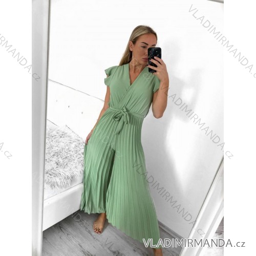 Šaty košilové dlouhý rukáv dámské (S/M ONE SIZE) ITALSKÁ MÓDA IMWB22192 S/M light green