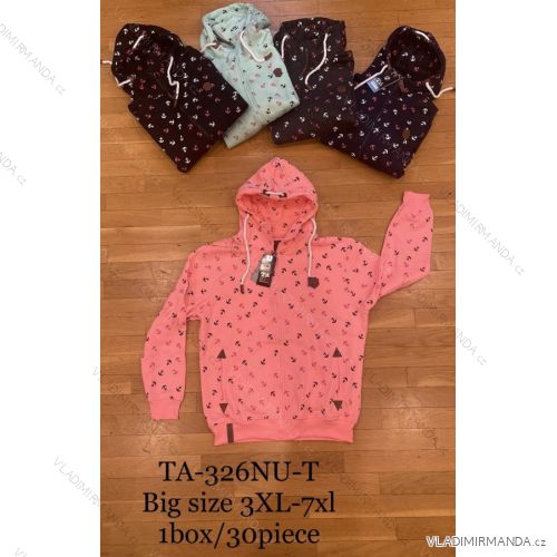 Women's Plus Size (3XL-7XL) Long Sleeve Zipper Hooded Sweatshirt TA FASHION TAF23TA-326NU