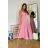 Women's Plus Size (42-46) Long Elegant Party Sleeveless Dress POLISH FASHION PMLBC23265-10 pink 36