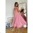 Women's Plus Size (42-46) Long Elegant Party Sleeveless Dress POLISH FASHION PMLBC23265-10 pink 36