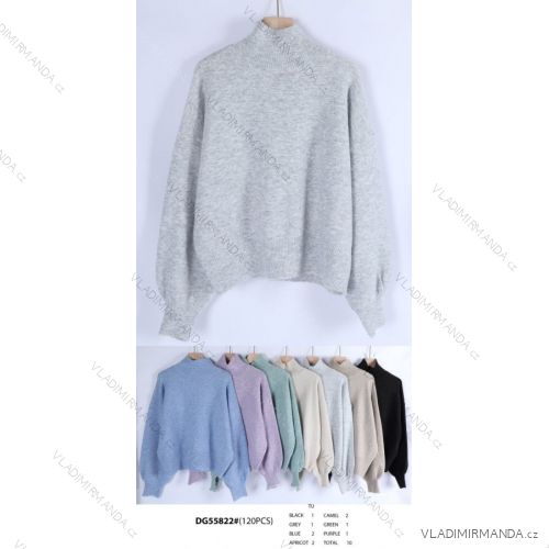 Women's Oversized Stand Collar Long Sleeve Sweater (S/M ONE SIZE) FRENCH FASHION FMWT23DG55822