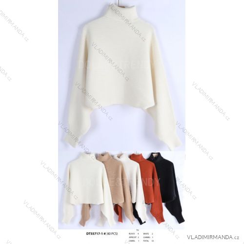 Women's Long Sleeve Oversized Turtleneck Sweater (S/M ONE SIZE) FRENCH FASHION FMWT23DT55717