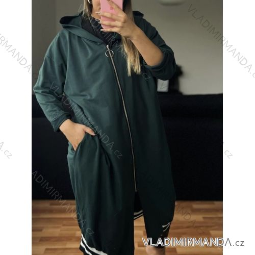 Women's Plus Size Long Sleeve Zipper Hooded Sweatshirt (XL/2XLONE SIZE) ITALIAN FASHION IMD23429