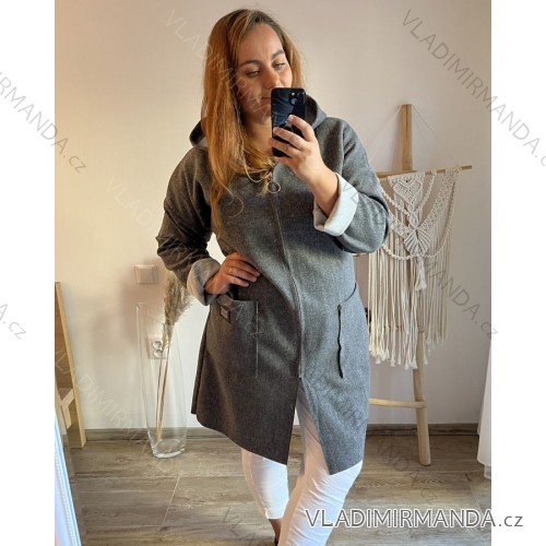 Women's Long Sleeve Shirt Dress (S/M/L ONE SIZE) ITALIAN FASHION IMC22658 2XL/3XL dark grey