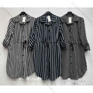 Women's Stripe Long Sleeve Shirt Dress (S/M ONE SIZE) ITALIAN FASHION IMWD232605