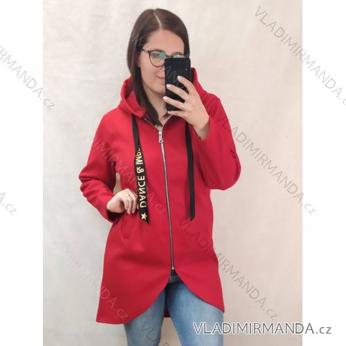 Fleece coat long sleeve zipper hooded women's oversized (XL / 2XLONE SIZE) ITALIAN FASHION IMD211123