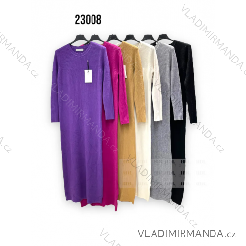 Women's Long Knitted Long Sleeve Dress (S/M ONE SIZE) ITALIAN FASHION IMPHD2323008-1