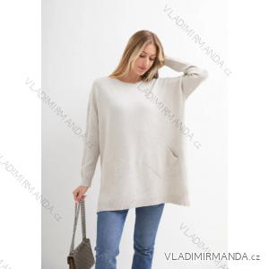 Women's Oversized Long Sleeve Knitted Sweater (S/M ONE SIZE) ITALIAN FASHION IMPLI239203