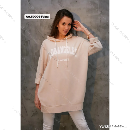 Women's Oversized Extended Long Sleeve Sweatshirt (S/M ONE SIZE) ITALIAN FASHION IMPLI2350006