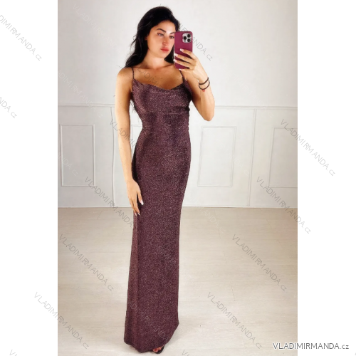 Women's Summer Elegant Sparkly Sequin Strap Dress (S/M ONE SIZE) ITALIAN FASHION IMPBB23O3837