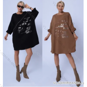 Women's Plus Size Oversize Long Sleeve Summer Dress (S/M/L/XL/2XL ONE SIZE) ITALIAN FASHION IMPLI235543