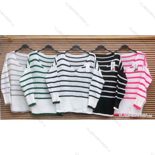 Sweater Knitted Slim Long Sleeve Women's Stripe (S/M ONE SIZE) ITALIAN FASHION IMWAE23040