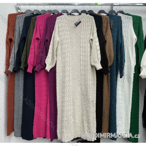 Women's Long Sleeve Knitted Dress (S/M ONE SIZE) ITALIAN FASHION IMWDT23010