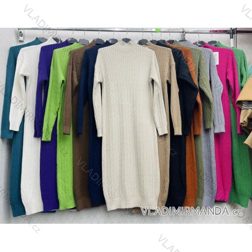 Women's Long Sleeve Knitted Dress (S/M ONE SIZE) ITALIAN FASHION IMWDT23016