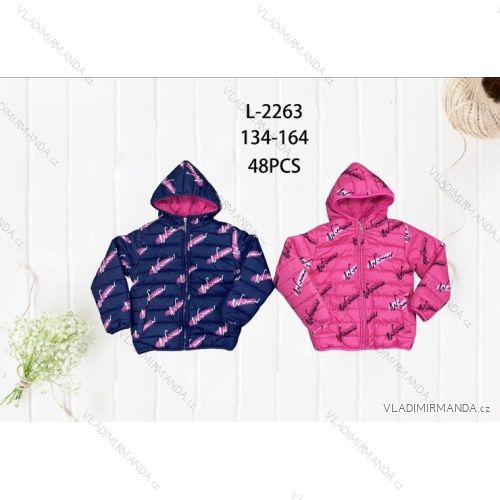 Girls' winter jacket with hood (134-164) SEASON SEZ23L-2263