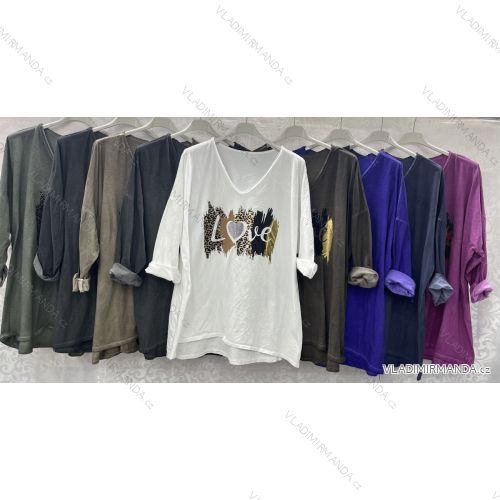 Women's Plus Size Long Sleeve T-Shirt (3XL/4XL ONE SIZE) ITALIAN FASHION IMWQ23105