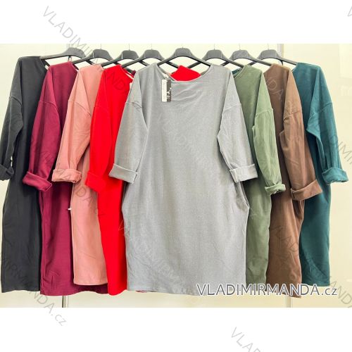 Shirt 3/4 sleeve ladies strip (4XL/5XL ONE SIZE) ITALSKÁ MÓDA IM422FLUFF