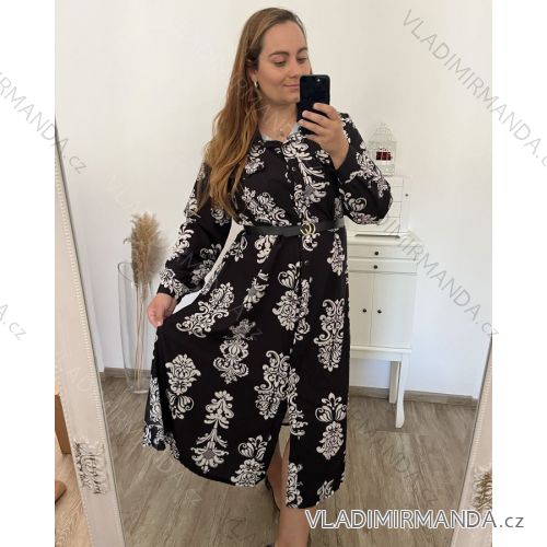 Women's Long Sleeve Shirt Dress (S/M ONE SIZE) ITALIAN FASHION IMWD232607 XL/2XL black