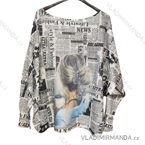 Women's oversize sweater with print (M / L ONE SIZE) ITALIAN FASHION IMB22RENA