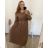 Women's Long Sleeve Shirt Dress (S/M ONE SIZE) ITALIAN FASHION IMWGM23447 2XL/3XL Brown